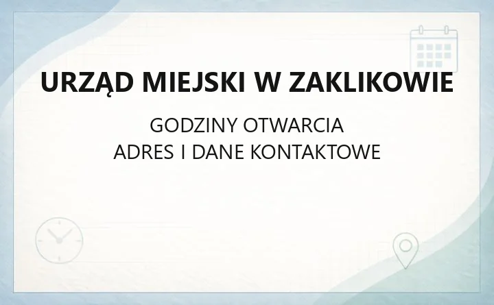 Urząd Miejski w Zaklikowie - kontakt, dojazd i sprawy do załatwienia