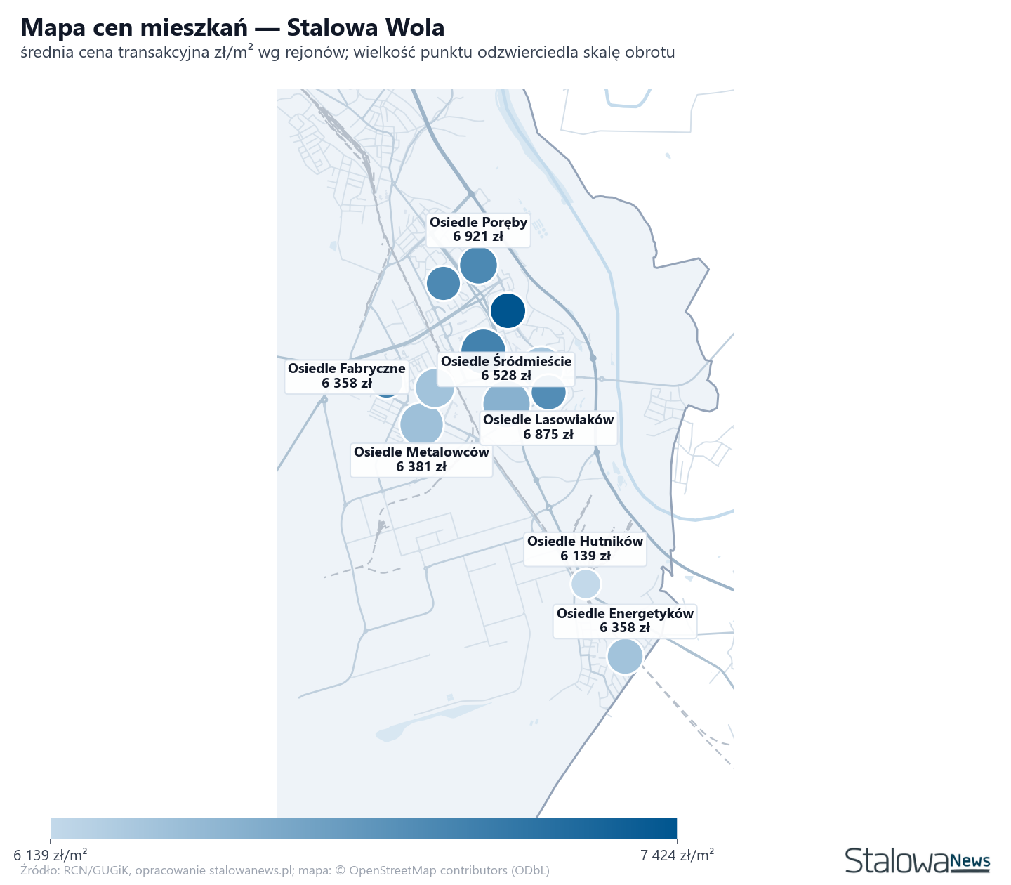 Mapa cen mieszkań - Stalowa Wola