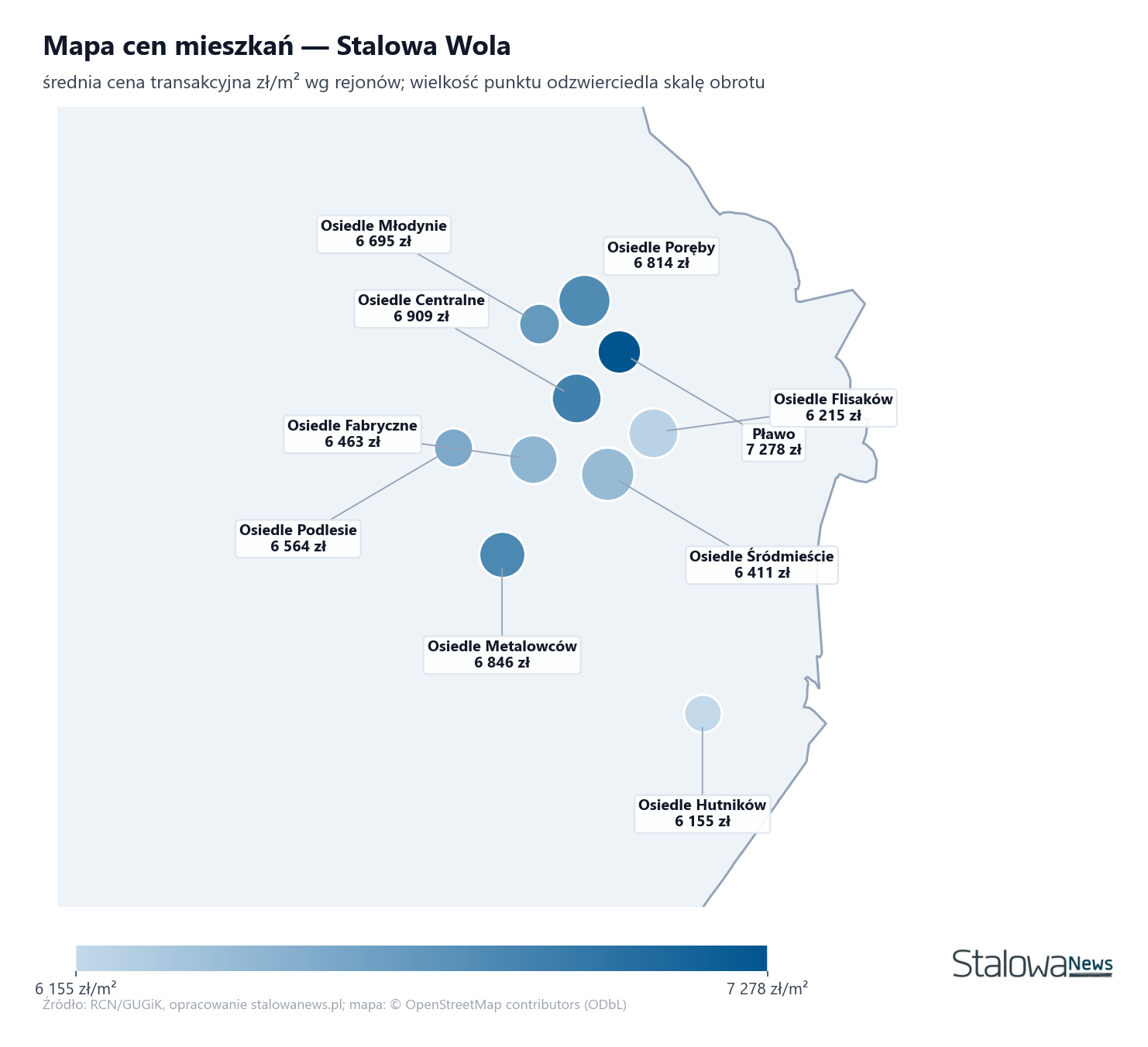 Mapa cen mieszkań - Stalowa Wola