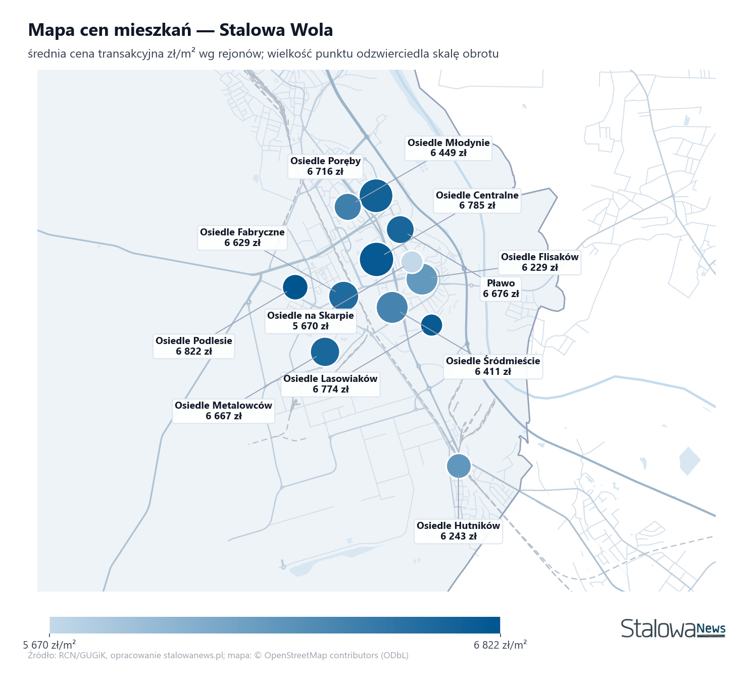 Mapa cen mieszkań - Stalowa Wola