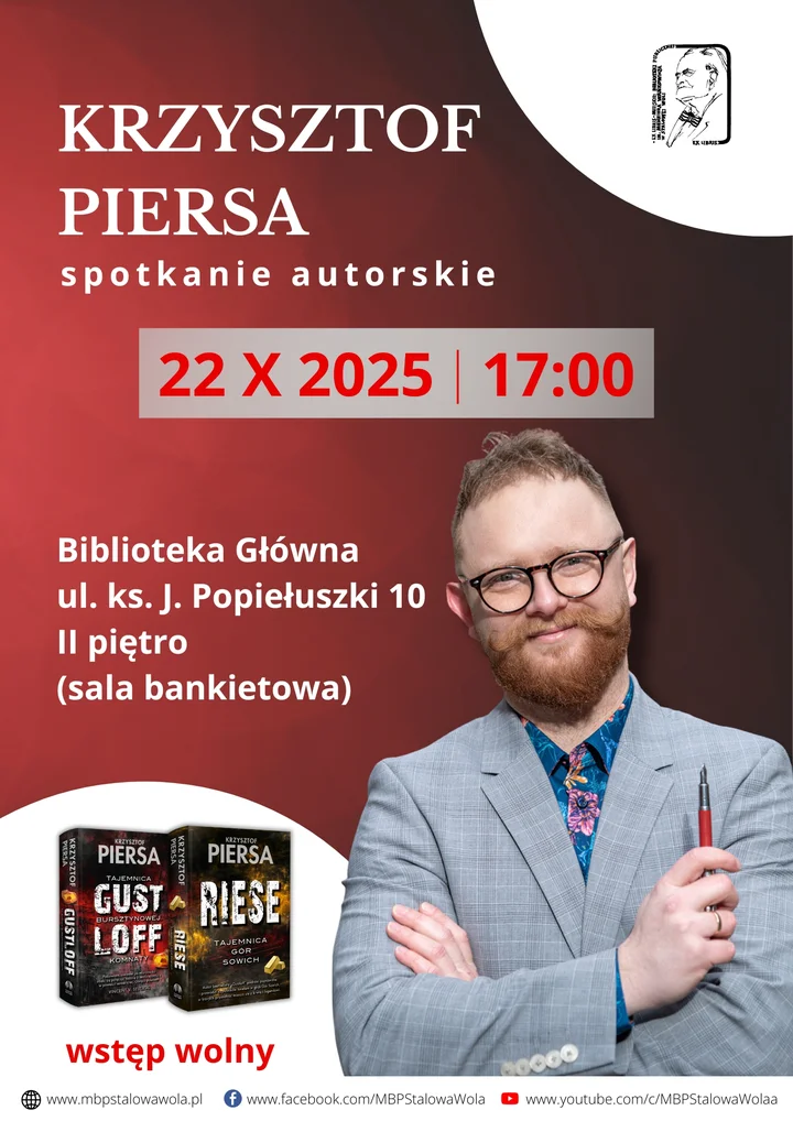 Tajemnice Złotego Pociągu i Kryształowej Komnaty – spotkanie z Krzysztofem Piersą w stalowowolskiej bibliotece 📚✨