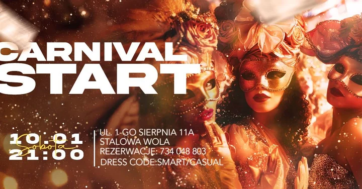 Grafika promocyjna wydarzenia Carnival Start w Rubin Club Stalowa Wola — 10 stycznia