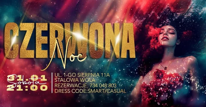 Grafika promocyjna wydarzenia CZERWONA NOC w Rubin Club — Stalowa Wola, 31 stycznia