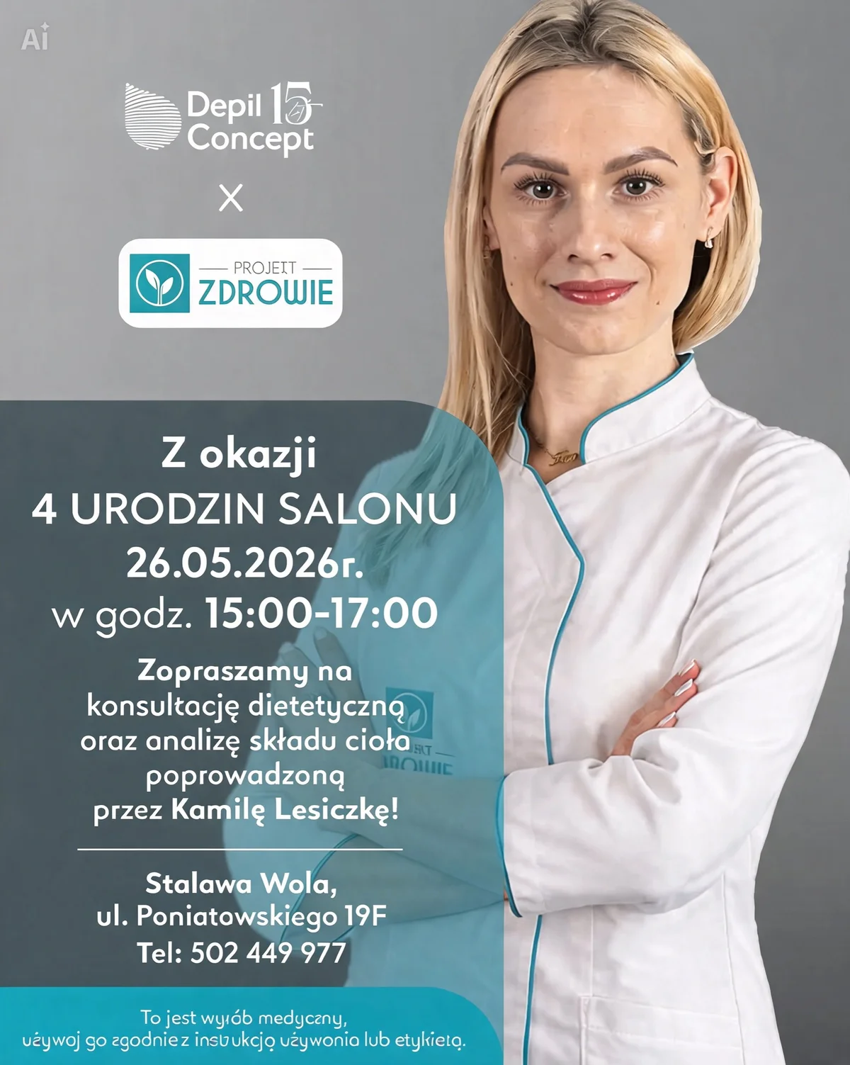 Grafika promocyjna wydarzenia Bezpłatna analiza składu ciała w Projekcie Zdrowie w Stalowej Woli