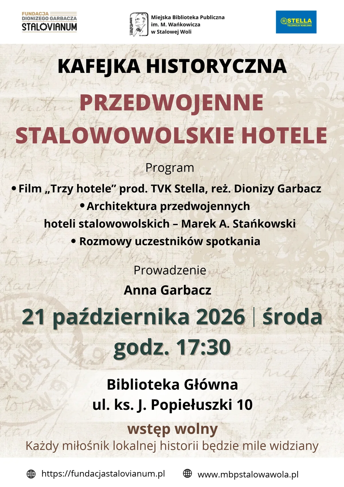 Grafika promocyjna wydarzenia Dawniej hotel, a dziś?
