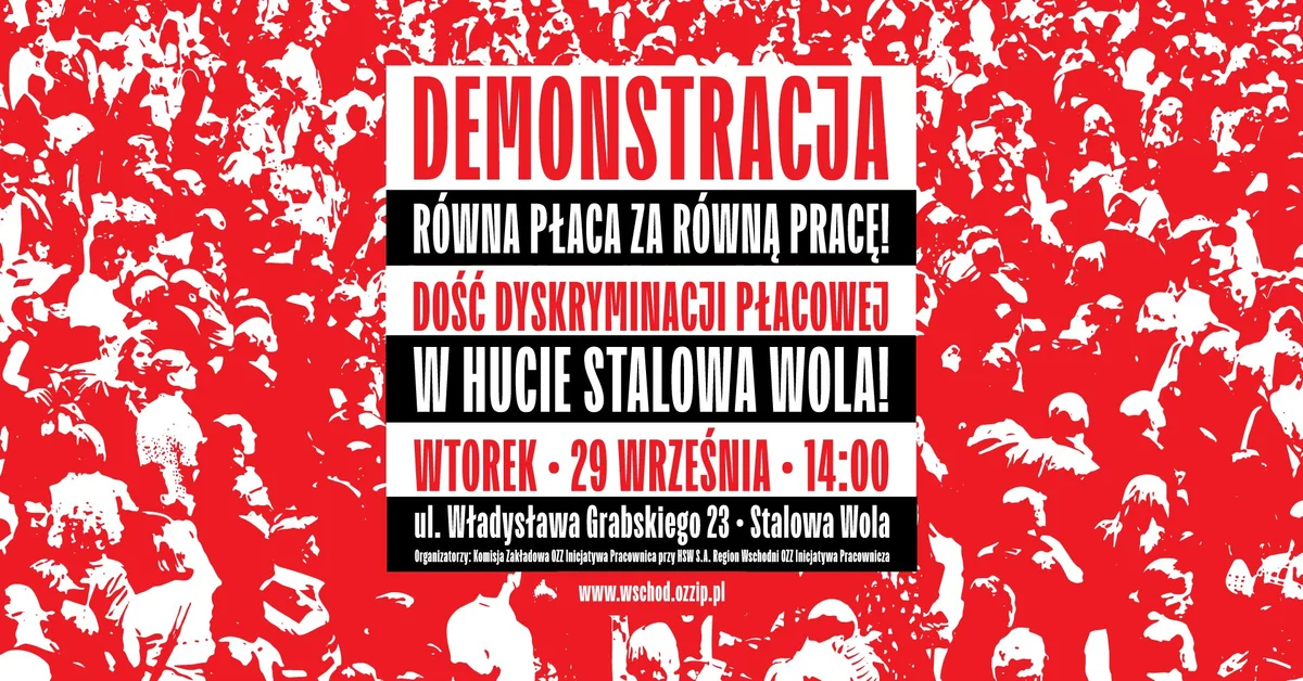 Grafika promocyjna wydarzenia Dość dyskryminacji płacowej w HSW – protest pracowników