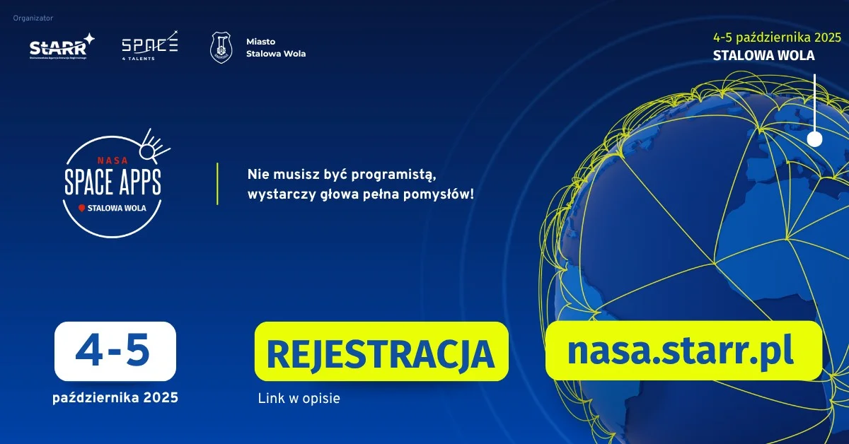 Grafika promocyjna wydarzenia Hackathon kreatywności i innowacji w Stalowej Woli