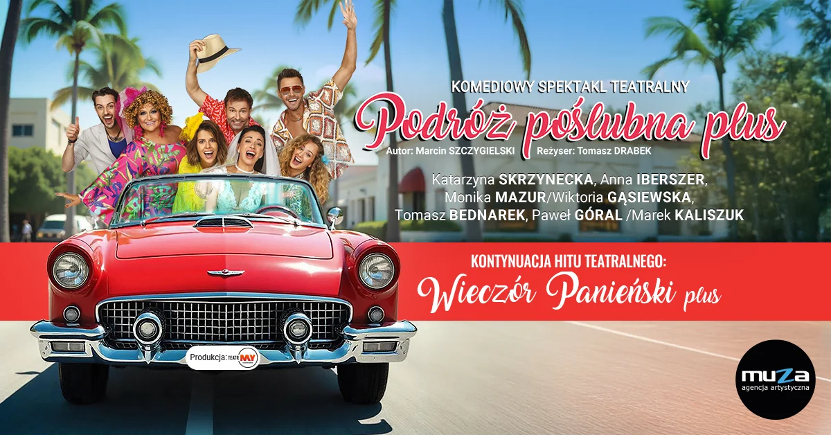 Grafika promocyjna wydarzenia Komediowy spektakl „Podróż Poślubna PLUS” w Stalowej Woli