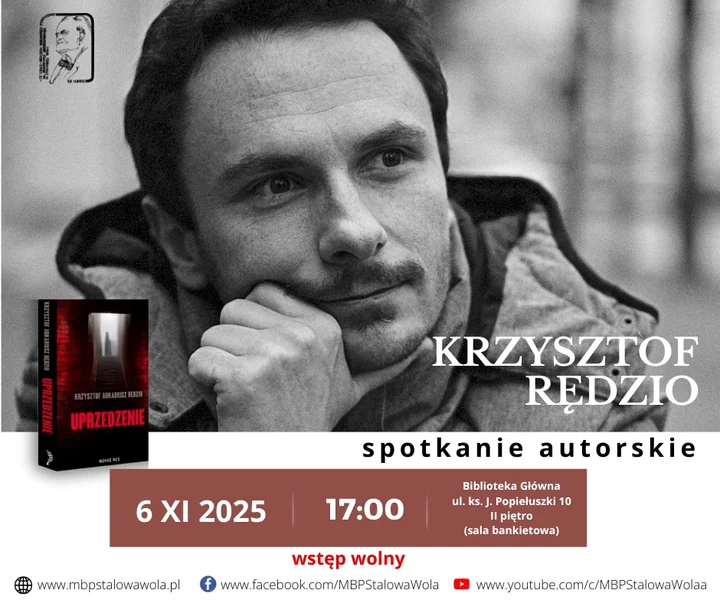 Grafika promocyjna wydarzenia Krzysztof Rędzio — o mrokach Sandomierza: spotkanie autorskie w Stalowej Woli