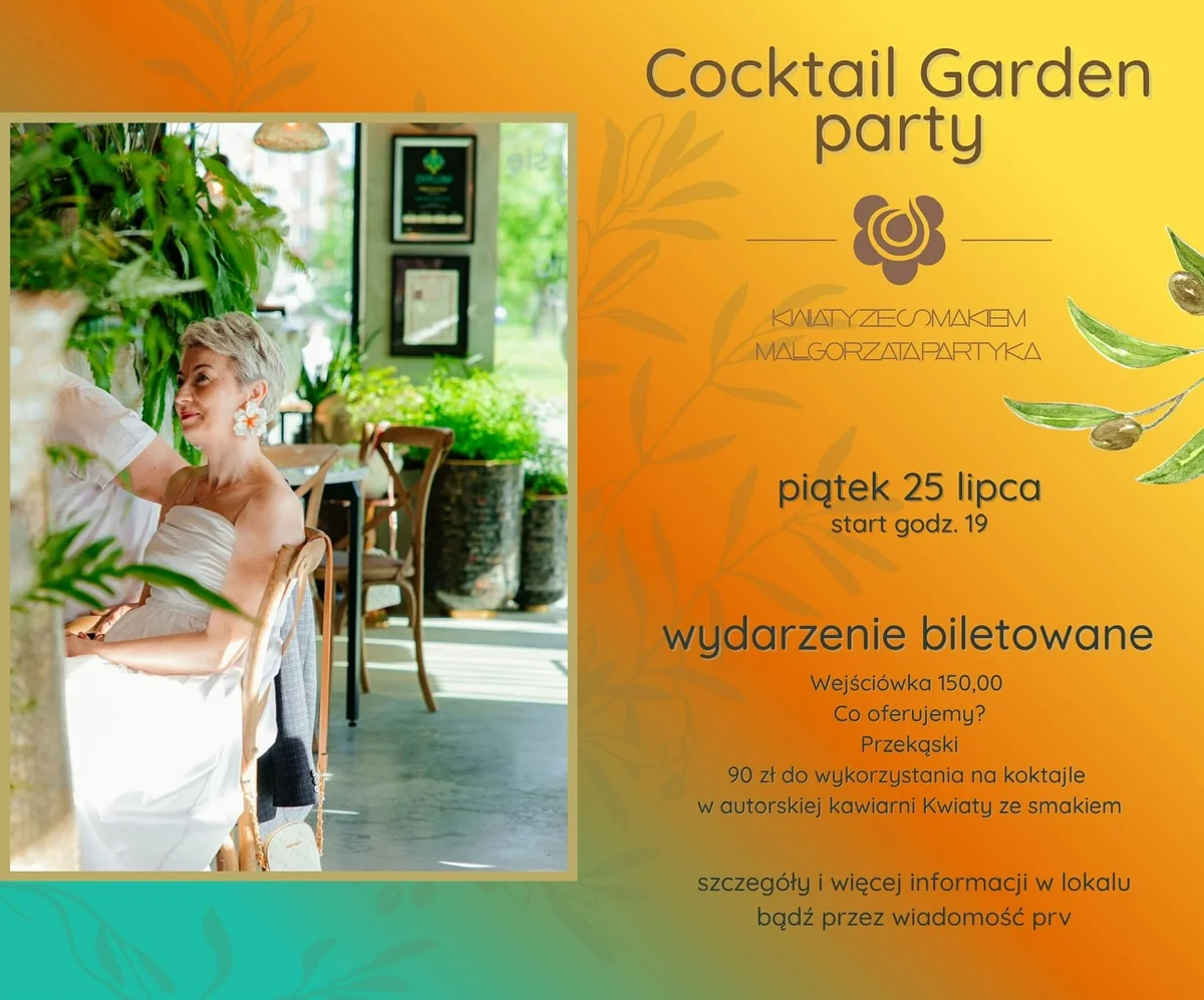 Grafika promocyjna wydarzenia Letnie spotkanie z koktajlami i muzyką w Stalowej Woli