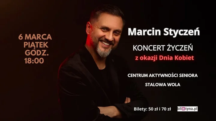 Grafika promocyjna wydarzenia Marcin Styczeń — koncert życzeń w Stalowej Woli