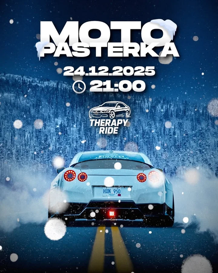 Grafika promocyjna wydarzenia MOTO PASTERKA by THERAPY RIDE — nocna, świąteczna przejażdżka w Stalowej Woli