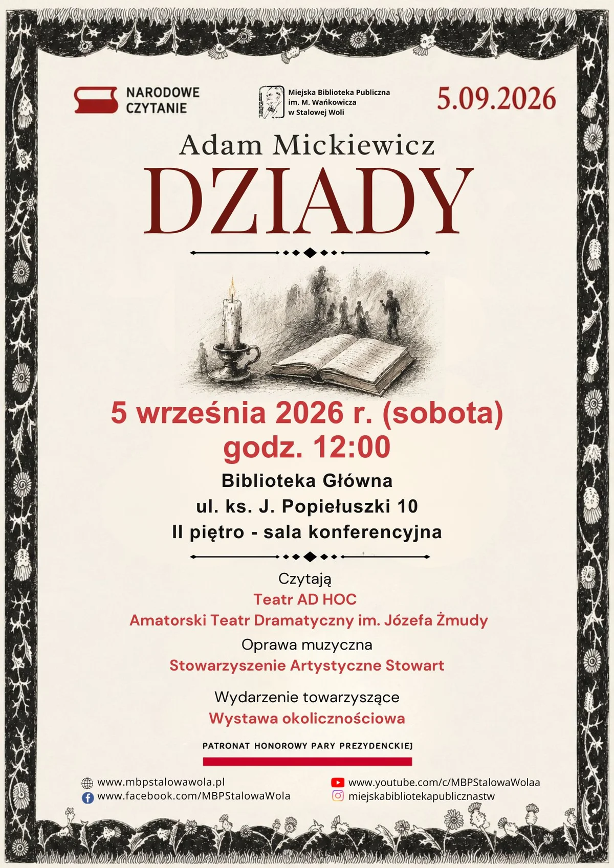 Grafika promocyjna wydarzenia Narodowe Czytanie „Dziadów”