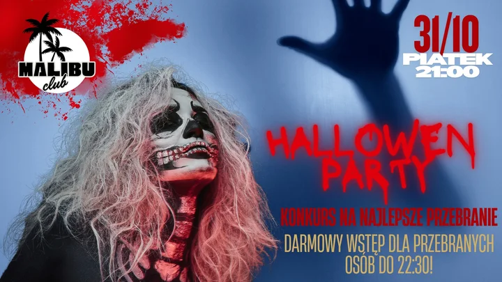 Grafika promocyjna wydarzenia Halloween Party w MALIBU Stalowa Wola — 31 października 2025