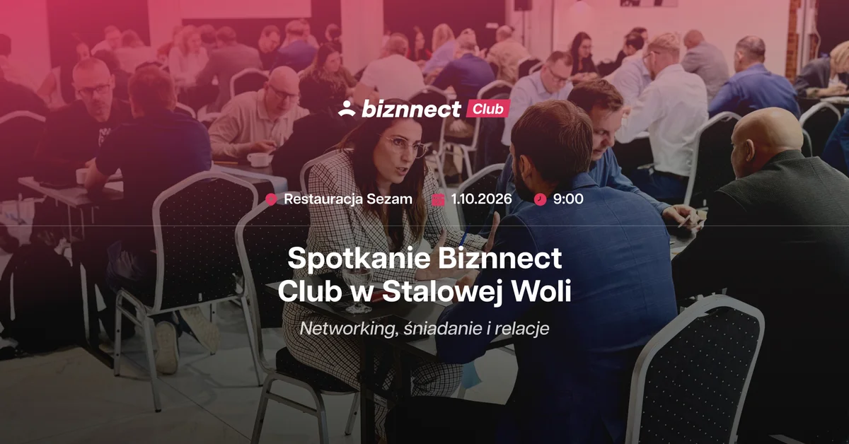 Grafika promocyjna wydarzenia Biznnect Club: networking przy kawie