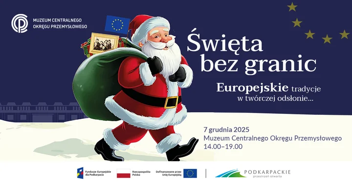 Grafika promocyjna wydarzenia ŚWIĘTA BEZ GRANIC – europejskie tradycje w twórczej odsłonie (7 grudnia, Muzeum COP)