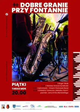 Grafika promocyjna wydarzenia Dobre Granie przy Fontannie ’26 – Sierpień