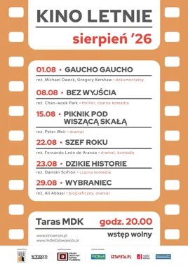 Grafika promocyjna wydarzenia Sierpniowe Kino Letnie – filmowe soboty pod gwiazdami