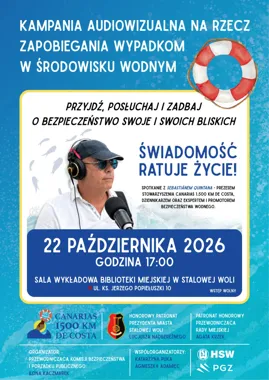 Grafika promocyjna wydarzenia Świadomość ratuje życie – spotkanie o bezpieczeństwie nad wodą