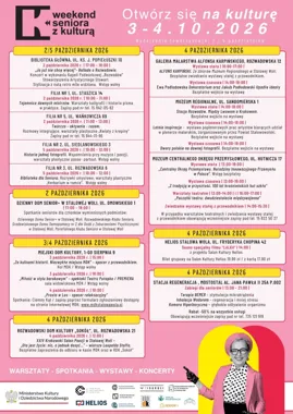 Grafika promocyjna wydarzenia Weekend Seniora z Kulturą w Stalowej Woli