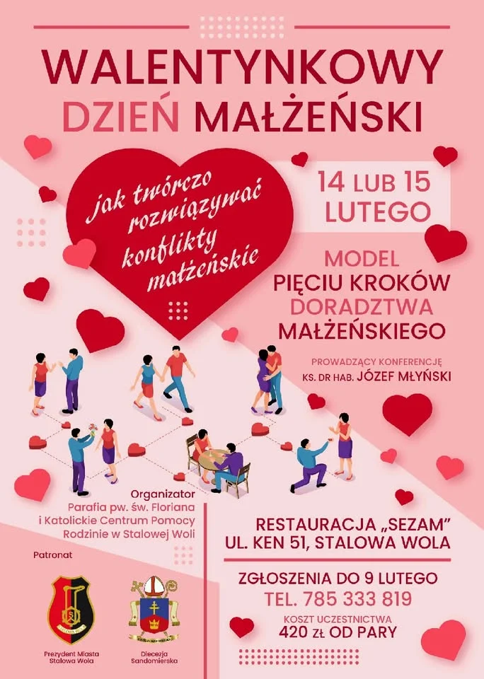 Grafika promocyjna wydarzenia Walentynkowy Dzień Małżeński w Stalowej Woli