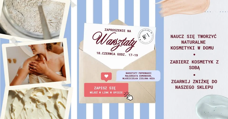 Grafika promocyjna wydarzenia Warsztaty Zielona Koza w Stalowej Woli: stwórz własne naturalne kosmetyki
