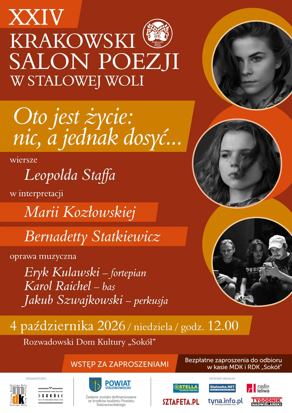 Grafika promocyjna wydarzenia XXIV Krakowski Salon Poezji w Stalowej Woli