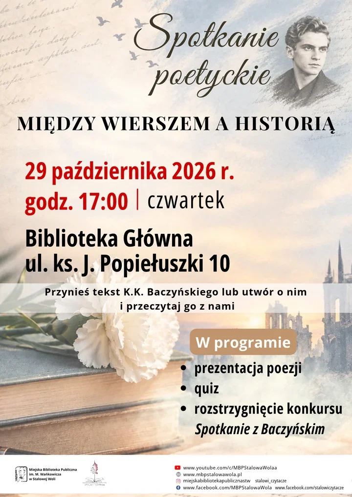W Stalowej Woli poezja spotka się z historią. Wieczór z Baczyńskim