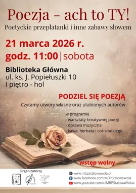 Poezja zatrzyma sobotnie przedpołudnie w bibliotecznym holu - spotkanie i warsztaty