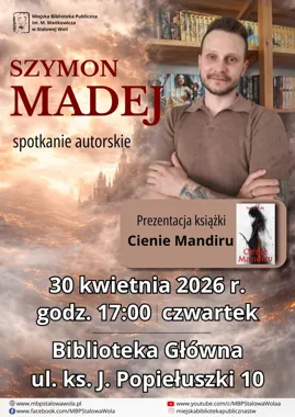 Młody autor z Turbi wraca do MBP - debiut, groza i nowa książka