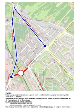 Tunel przy ul. 11 Listopada w Stalowej Woli będzie zamknięty. Wyznaczono objazd