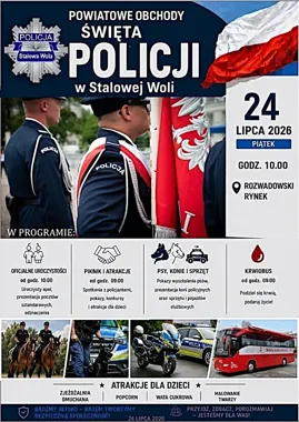 Święto Policji w Stalowej Woli z piknikiem i mobilnym punktem krwi